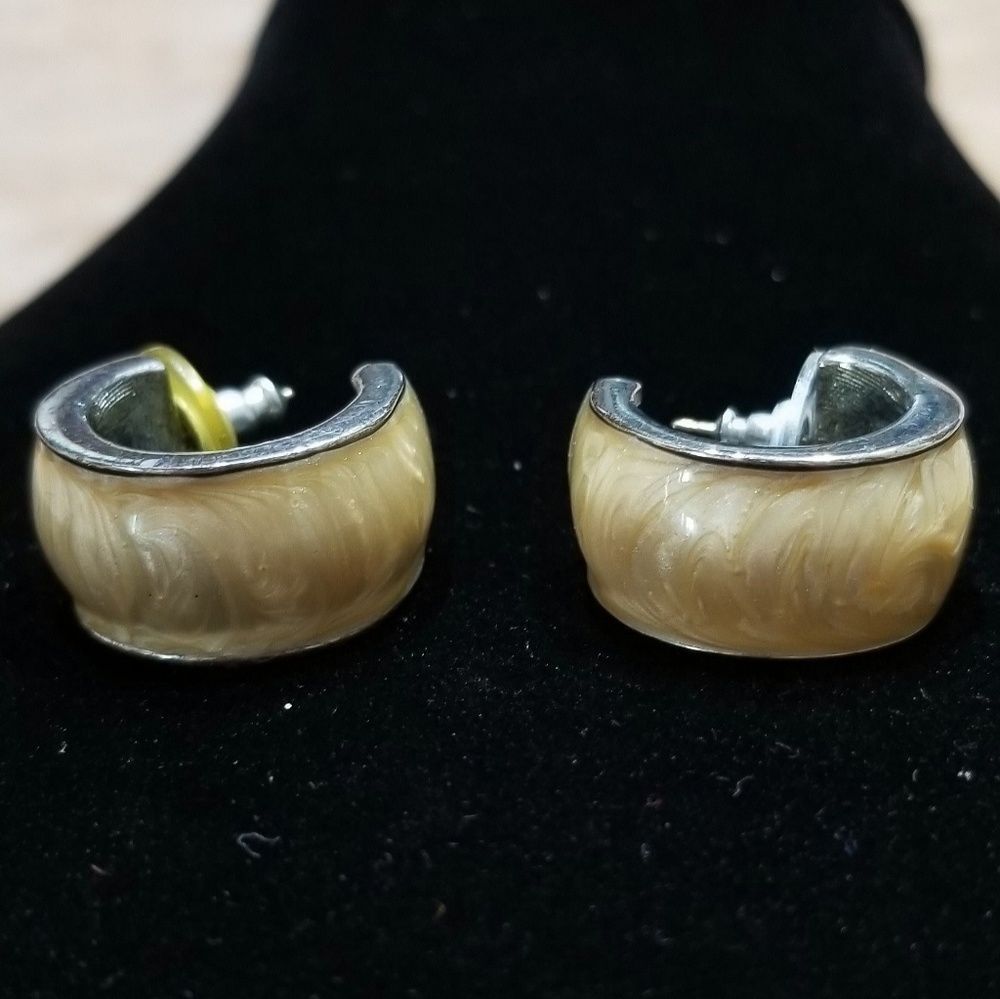 Vintage Ann Klein Stud Earrings Yellow Stone